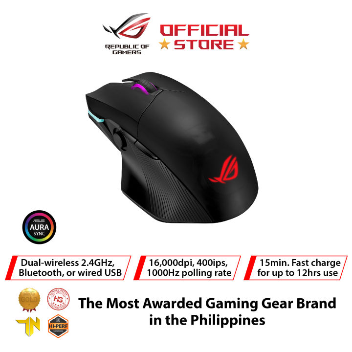 ASUS ROG Chakram RGB wireless gaming mouse (Qi charging, side Joystick