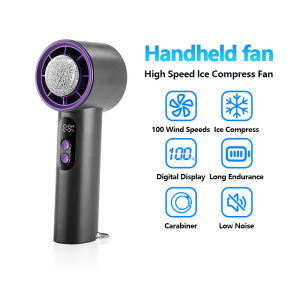 Mini Handheld Fan Cold Compress Adjustable 100 Wind Speed Turbo Fan Portable High Speed Air Cooling Fan
