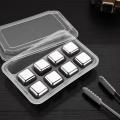 Stainless Steel Ice Cubes Reusable Ice Cubes with Tongs Stopper Quick Frozen Chilling Stone Cooler. 