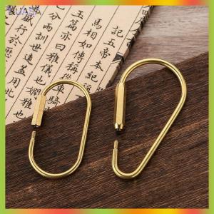 RUASA Simple Copper Keychain With Screw Lock D-shape Hooks Key Ring Carabiner Buckles Clip D-Type Waist Hanging Key Holder Accessories