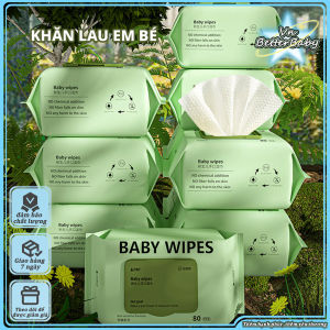 Khăn lau tay và miệng cho bé Túi lớn gồm 80 khăn lau kháng khuẩn cho bé (không chứa cồn) khăn lau tay cho bé có nắp đậy