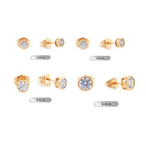 Xuping Anting Tusuk Wanita Perhiasan Lapis Emas Model Mata 1 Bulat List Emas