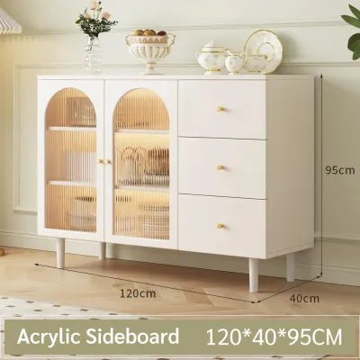 Cream style Sideboard Cabinet Rattan 2/3doors with Drawer Wooden Storage Organizer for Bedroom Home Office Kitchen Wood Furniture