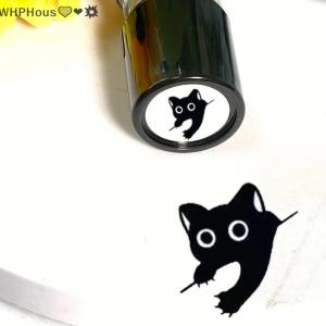 WP💓💛💖 Cute Cartoon Black Kitten Stamp Lovely Shape Journal Stamps DIY Scrapbooking Decoration Collage Signets For Your Choice