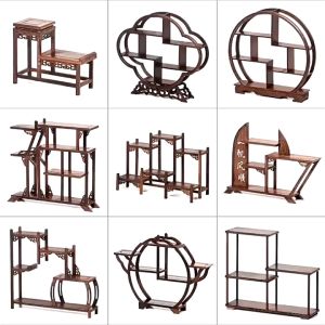 Wenge Wood Antique Shelf Small Rack Miniature Chinese Wooden Rack 中式实木博古架茶壶架微型家居书房多宝阁鸡翅木摆件 YY812