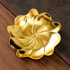 MIRELINA Retro Metal Coaster Exquisite Elegant Cup Holder Chinese Style Golden Tea Ceremony Decoration Home Decoration