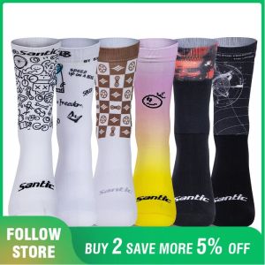 Santic Cycling Socks Professional MTB Road Riding Socks Free Size Four Seasons Outdoor Breathable Comfortable Racing Sports Sock2026