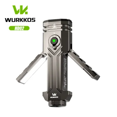 Wurkkos HD02 | Folding Flashlight Quad-Beam 21700 334m 3200 Lumens Spotlight/UV Light/Green Laser & Wing Light | Power Bank