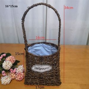 DOHOHO Handwoven Imitation Rattan Handhold 8 Styles with Handle Weaving Flower Basket High Quality Household Braid Storage Baskets Home Decoration /Restaurant Serving Tabletop Display