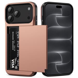 Cho iPhone 18 Pro Max /17 Pro Max Ví Trường Hợp Với Hidden Slideing [Tối Đa 3 khe giữ thẻ] hai lớp Cứng PC Chống Sốc Ốp điện thoại cho Iphone 17 Không Khí 17E 16E 16 Pro Max 15 Cộng Với 14 Pro 13 12 11