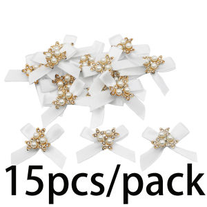 (15 cái/gói) 3x4.5cm khảm ngọc trai Zircon trang trí nơ Tie hoa đeo cổ tay làm phụ kiện trang trí tiệc tùng lễ hội nhỏ tươi tự làm