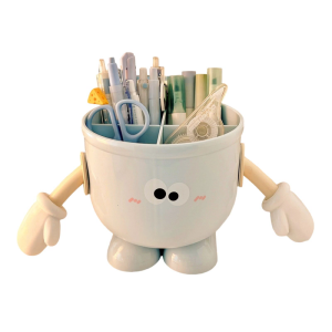 Sweet big eye pen holder student desktop storage box stationery large capacity small foot pen holder