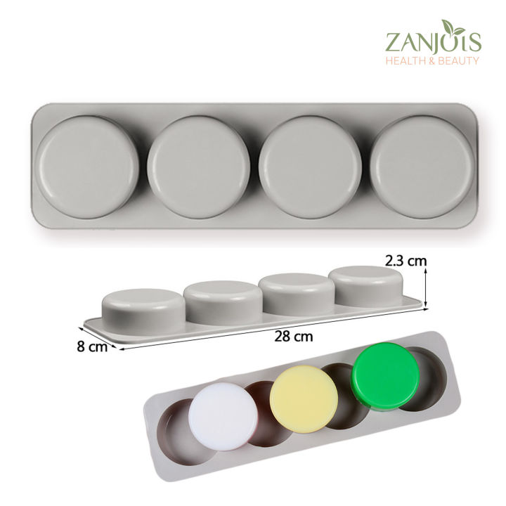 Round Silicon Molder for Soaps, Food, Craft, DIY, Bakeware 4 Cavity