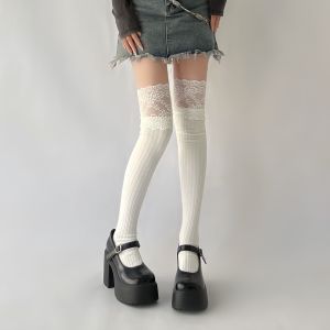 💖LH Shoes💖ถุงน่องลูกไม้สีขาว สไตล์ซัมเมอร์ ใหม่ ถุงน่องสูงระดับเข่า แบบบาง สุดเซ็กซี่ พร้อมส่ง