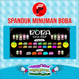 Spanduk Minuman Boba / Banner Minuman es Boba Ukuran 150 x 75 cm