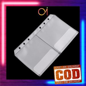 AI-C1105 Transparent Hand Book Bags Ziplock Tempat Uang / Zipper Pocket Binder A6 Transparan 6 Hole