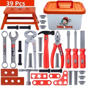 Tool Toys Set with Power Drill Simulation Repair Educational Toys Hammer Hardware Engineers Toys Kids Gift Pretend Play