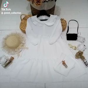 Gamis putih anak 3-14th //gamis manasik haji anak perempuan crincle putih//gamis hitam putih set hijab