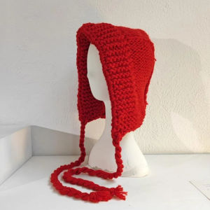 SWEET เกาหลีแบบเกาหลี หมวกถัก Y2k การออกแบบใหม่ มือโครเชต์ ผูกหมวกหมวกสวมหัว ฤดูหนาวในฤดูหนาว กิจกรรมกลางแจ้งกลางแจ้ง หมวกป้องกันหู สาวๆ