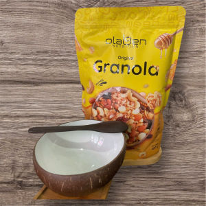 COMBO 01 Granola 400g + Chén muỗng gáo dừa - Hạt ngũ cốc dinh dưỡng ăn kiêng giảm cân tự nhiên Olaben Nutrition