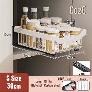 CozE Carbon Steel Kitchen Sink Basket Corner Bowl Basket Pull Down Seasoning Shelf Drawer Storage