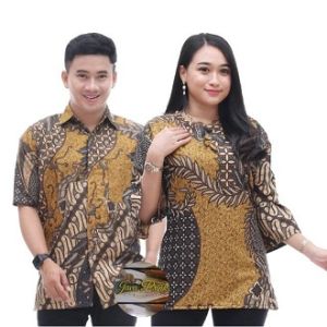 BATIK COUPLE MOTIF MANGGAR SOGAN BAJU BATIK PRIA DAN WANITA M L XL