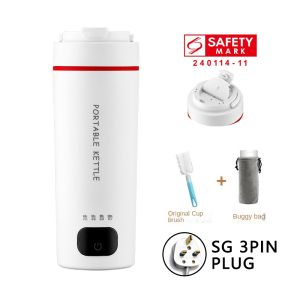 [😀SG Ready Stock]Portable Electric Kettle 500ML Thermos Cup Heating Coffee Tea Healthy LCD Display Smart Travel Cup