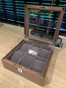 Roll_n_Rotate Luxury walnut solid wood watch storage box with lock premium quality jewelry watch ring collection storage box