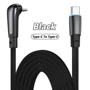 VAORLO สายชาร์จแบตเตอรี่ศอกรถยนต์2 IN 1 Type-C ถึง Type-C/Lightning PD60W ได้เร็ว90 ° โลหะอินเตอร์เฟซเรืองแสงไนลอนสายถัก480Mbps สายส่งข้อมูลสามารถใส่ได้กับ iPhone IOS Android สำหรับสมาร์ทโฟนทุกแบบ