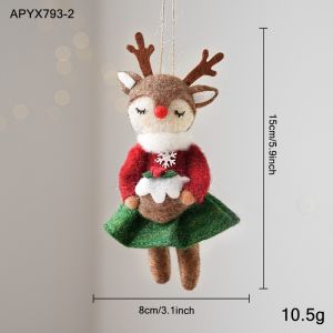 MAYIT Dây treo Đồ trang trí cây thông Noel bằng vải nỉ Trang phục lễ hội Cáo Nai Sừng Tấm Móc treo cây Khâu tay Sự quyến rũ của động vật Dành cho dịp Giáng sinh