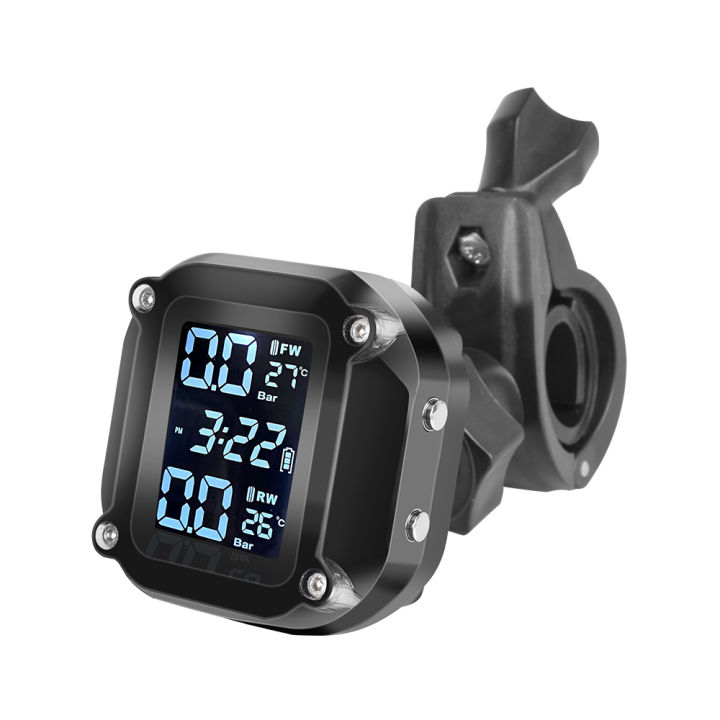 EKLEVA Motorcycle TPMS Motor Tire Pressure Monitor System Tyre Temperature Monitoring Alarm System USB Charging Motos with 2 Sensors