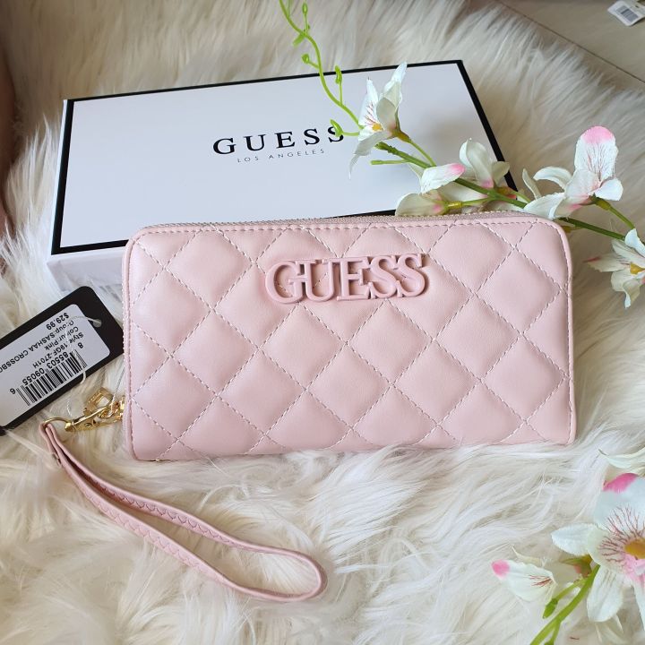 Elliana Guess Quilted Zip Around Women s Wallet Light Pink