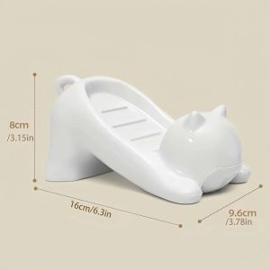 【COD】1PC New High-Appearance Level Cute Cat-Shaped Plastic Water-Draining Soap Box Creative Cat-Designed Bathroom And Toilet Washbasin No Need To Drill Holes No Water Accumulation Soap Storage And Shelf