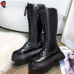 Katerina Fashion Korean Knee Zipper Boots Shoes For Women #K-17