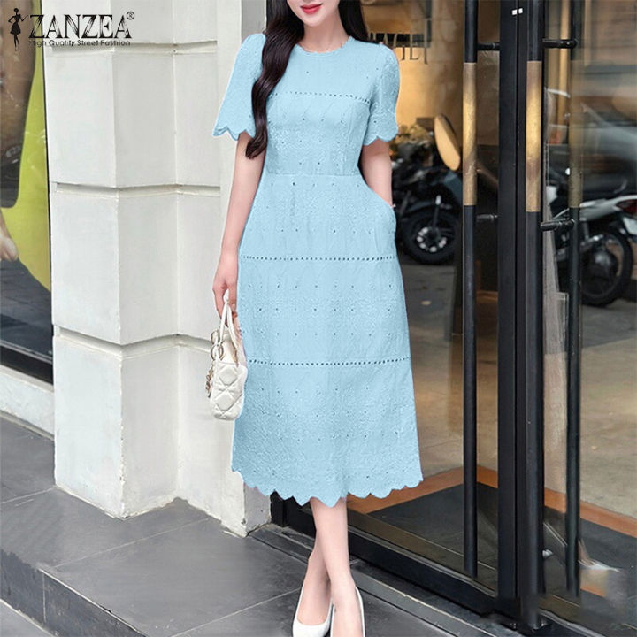 Fancystyle ZANZEA Korean Style Women Fashion Party Dress Short Sleeve Lace  Stitching Dresses #0602 | Lazada PH
