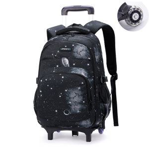 New Middle School Students 6-wheel Trolley School Bag 3-6 Grade Primary School Large Capacity Detachable Waterproof Backpack