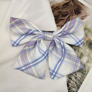 Fashion Fabric Grid Hair Clip Big Bow Striped Girl Japanese JK Lattice Spring Clips Top Clip Ponytail Hairpins Beauty Hair Accessories for Girl