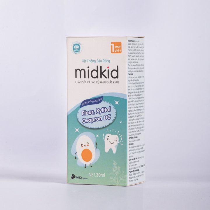 Xịt chống sâu răng cho bé thương hiệu Midkid phù hợp cho trẻ em từ 1 tuổi giúp bảo vệ men răng
