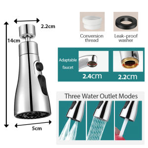 3-Mode Universal 360° Rotate Faucet Upgraded Version Stylish and Functional Faucets Adjustable Sink Sprayer Water 水龙头加长延伸器