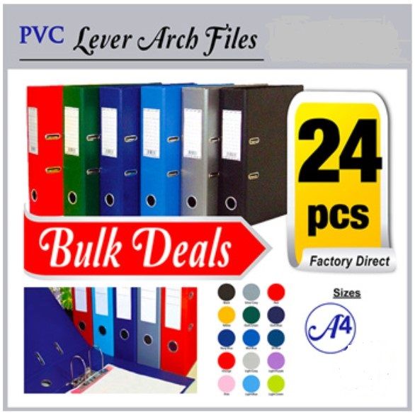 【24pcs】A4 Size 3 inch PVC Arch File | Lazada Singapore