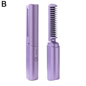 Wireless Hair Straightener Curler Comb Fast Heating Negative Ion Straightening Curling Brush Hair Styling Tools