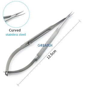 12.5cm/14cm/16cm/18cm Giá đỡ kim Castroviejo có khóa kẹp kim đầu thẳng/cong dụng cụ nhãn khoa 1 cái