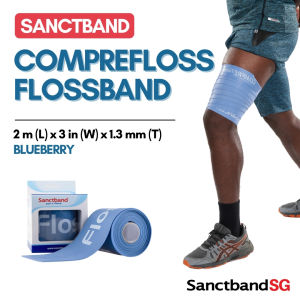 Sanctband COMPREFloss Flossband 3 inch x 2m Myofascial Release Flossbands Medium Level Resistance Bands Blueberry