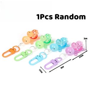 4PCS Cartoon Cute Luminous Double Layer Turtle Keychain Resin Glow-in-the-dark Colored Tortoise Pendant Bag Charms Jewelry Gifts for Couple Best Friends