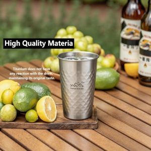CHUN053634 350/500/600ml Ultra-Light Titanium Drinking Cups Durable Portable Titanium Beer Mug Pure Titanium Water Tumblers Hiking Travelling