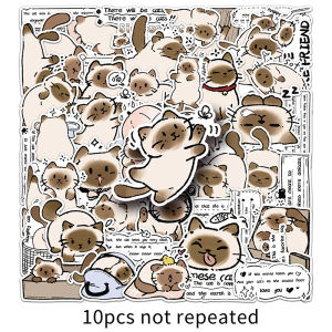 50PCS Original Siamese Cat Daily Cute Cartoon Hand Drawn Sticker Notebook Suitcase Diy Personal Decorative Waterproof Sticker