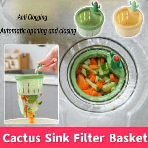 Cactus sink filter basket Automatic opening and closing Blocking Sink Wash Basin Sewer Filter Basket Sink Drainer with Handle