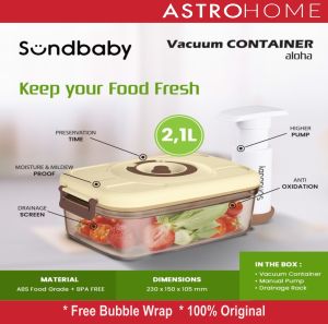 BOLDe Sundbaby - Kotak Penyimpan Makanan Smart Vacuum Container Aloha 2.1 Lt