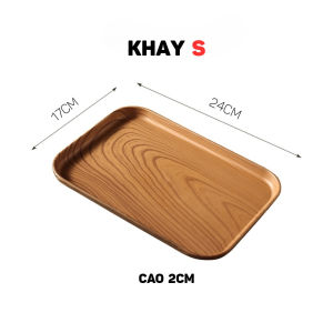Khay nhựa giả vân gỗ hình chữ nhật decor quán Zline khay úp cốc vân gỗ trang trí phù hợp cho các quán caffe