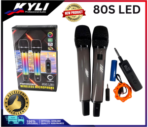 【KYLI】BOSE-80S LED Professional Handheld Wireless Unidirectional Dynamic Microphone with RGB Light and Built in Rechargeable Batteries